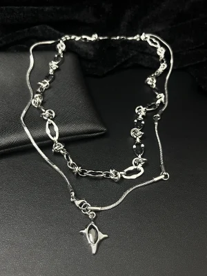 Noir Eclipse 2-Piece Black CZ Layered Necklace