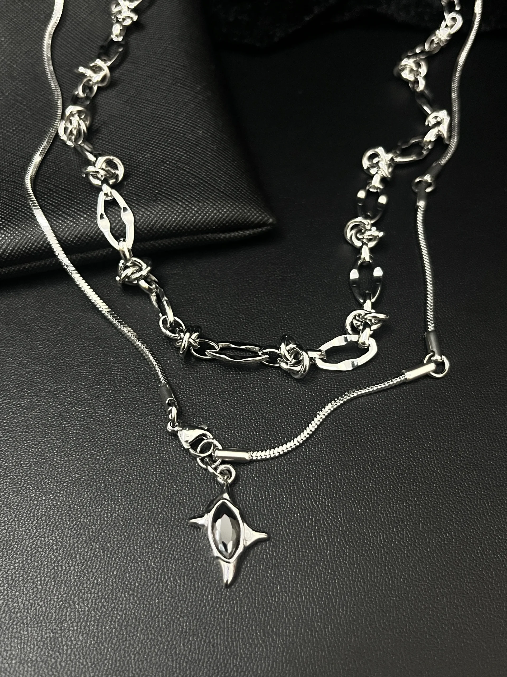 Noir Eclipse 2-Piece Black CZ Layered Necklace - Image 2