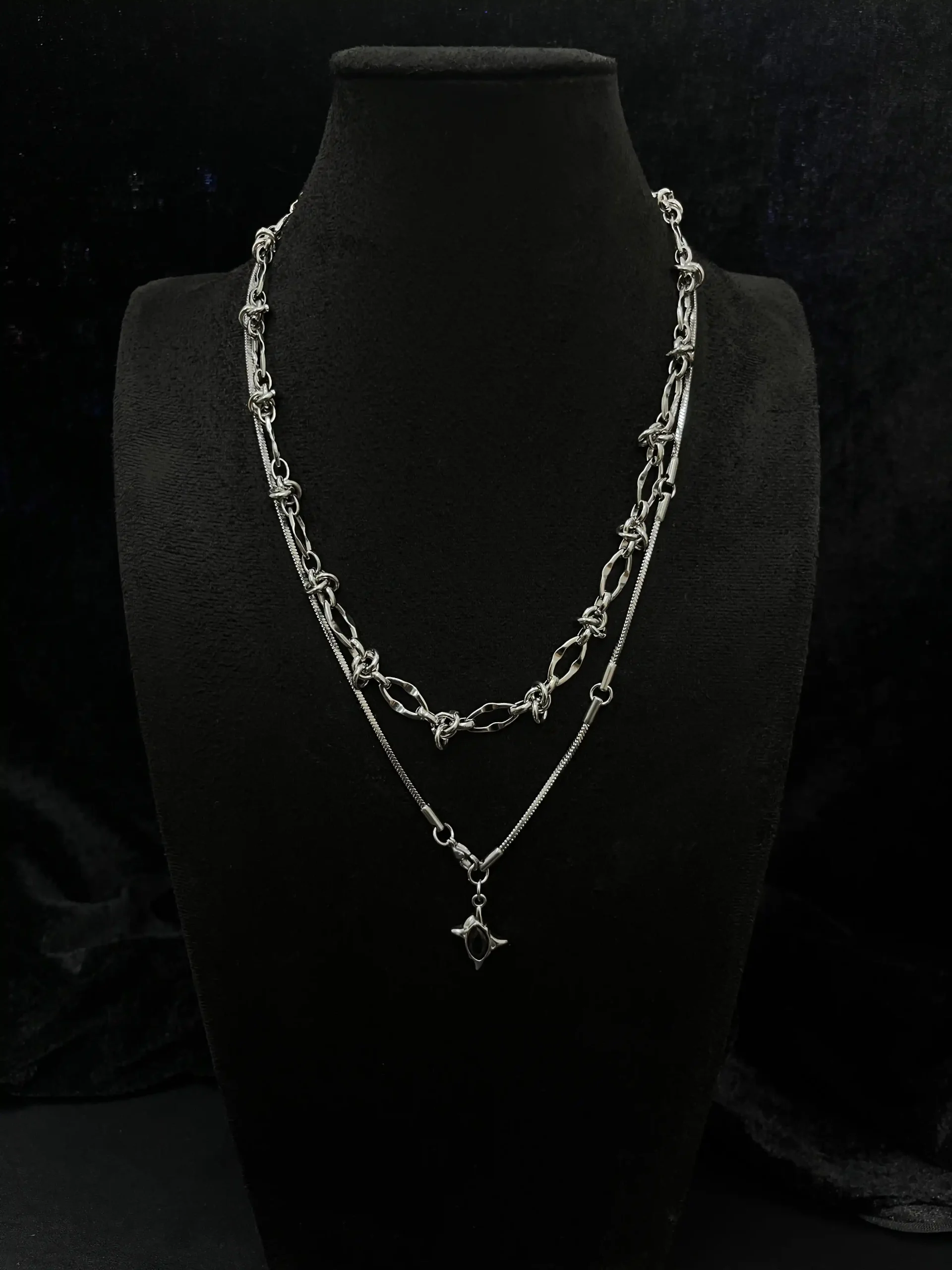 Noir Eclipse 2-Piece Black CZ Layered Necklace - Image 3